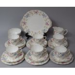 A Royal Albert Minuet Pattern Tea set to comprise Cake Plate, Milk Jug, Sugar Bowl, Six Cups, Six