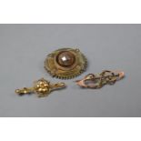 Two 9ct Gold Victorian Bar Brooches (One with Clasp AF) Together with a Victorian Etruscan Revival