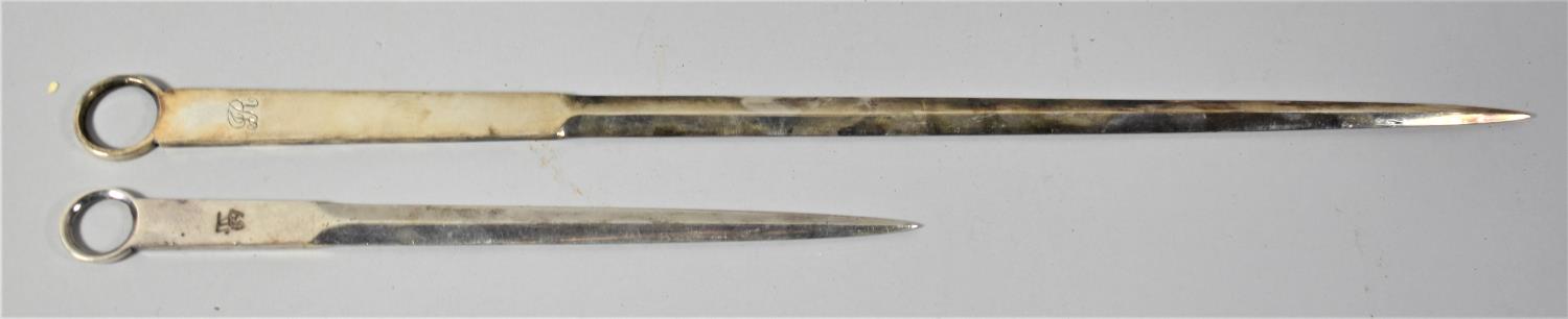 Two 19th Century Silver Plated Meat Skewers, 45.5cm and 25.5cm Long