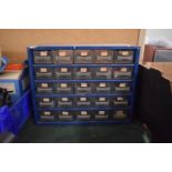 A Small Metal Cased 25 Drawer Screw Box, 30.5cm wide