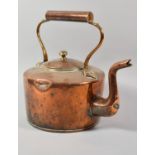 A Large Late Victorian/Edwardian Copper Kettle with Cylinder Handle, 32.5cm high