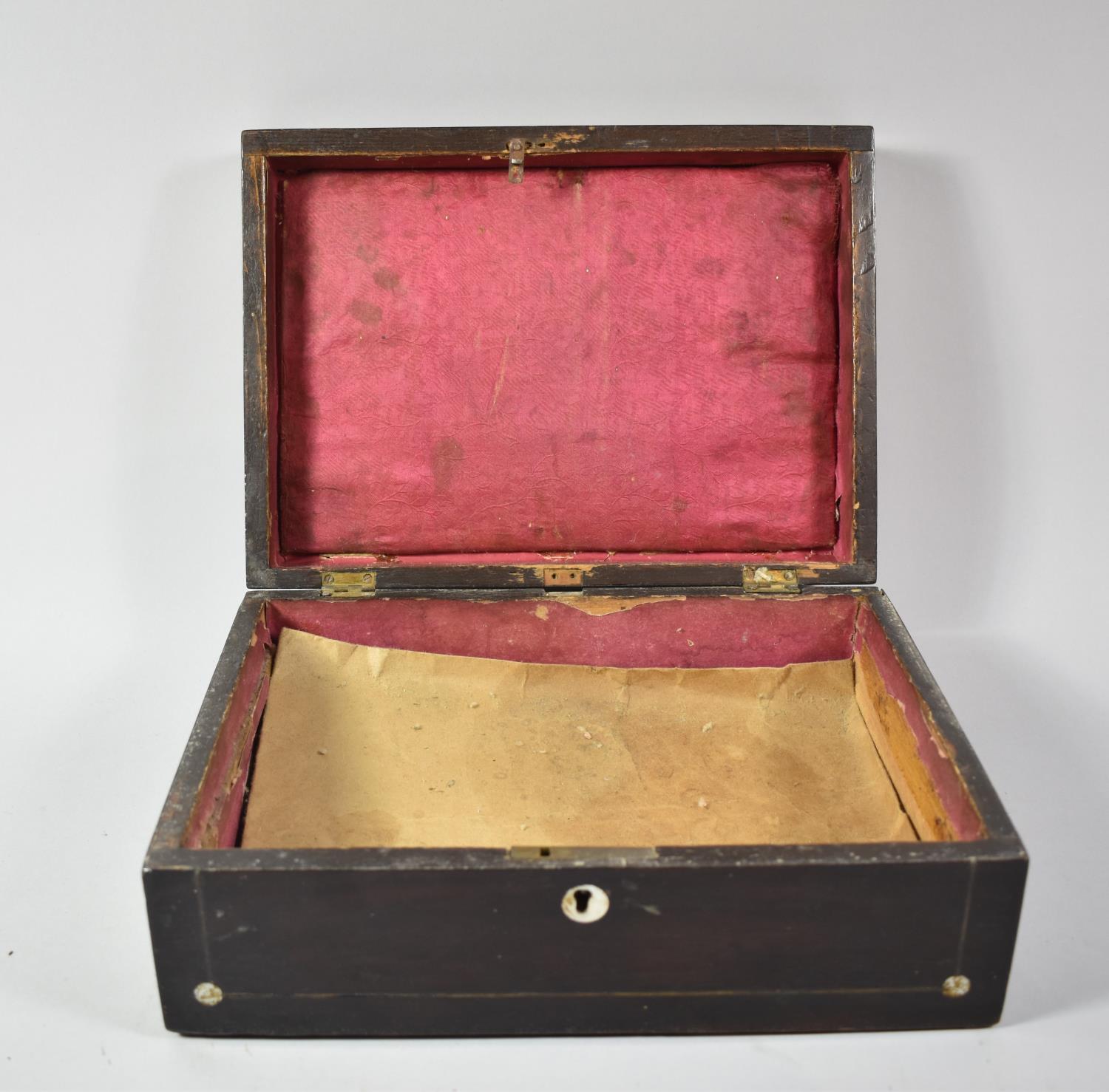 A Late 19th Century Rosewood Ladies Work Box in Need of Restoration and Missing Inner Tray, Some - Bild 2 aus 2