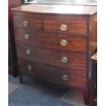 A 19th Century Mahogany Bow Fronted Chest of Two Short and Three Long Drawers on Bracket Feet, 102cm