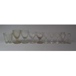 A Collection of Various 19th Century Glasses to comprise Rummers, Knopped Examples Etc
