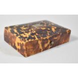 A Small Rectangular Cushioned Topped Tortoiseshell Box, Hinges Require Attention, 12cm wide