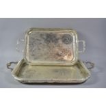 Two Mid 20th Century Galleried Silver Plated Two Handled Trays, 55cm and 51cm Long