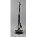 A Mid 20th Century Chromed Novelty Table Lamp in the Form of a Rocket, Circular Plinth Base,