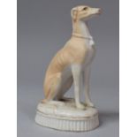 A Continental Bisque Study of a Seated Greyhound, Oval Base Has Been Glued