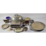 A Box Containing Various Items of Silver Plate to Include Meat Cover, Entree Dish, Shell Dish, Gravy
