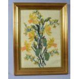 A Framed Tapestry Depicting Daffodils