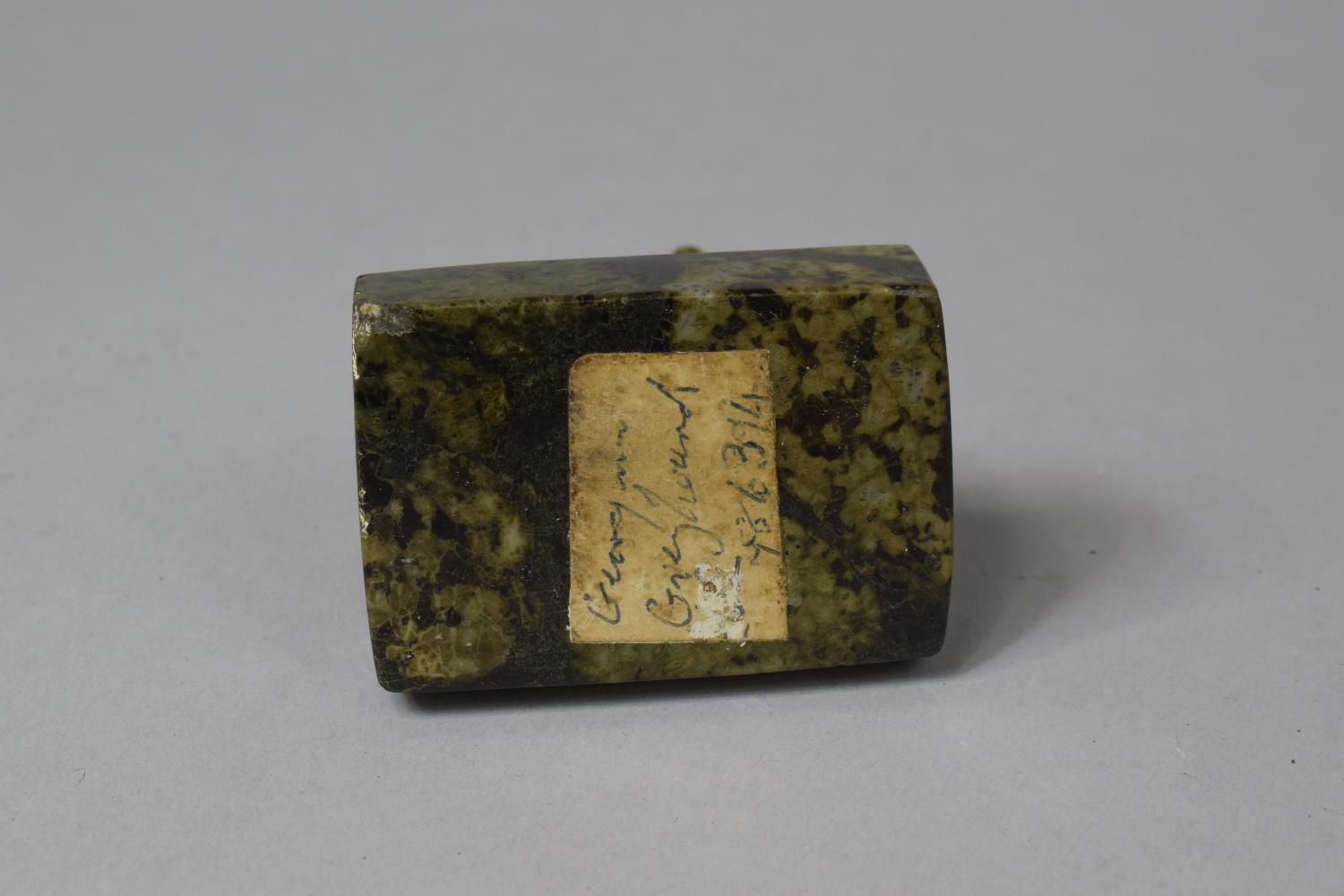 A Small Brass Study of a Seated Greyhound on Rectangular Marble Plinth with Paper Label Inscribed - Bild 3 aus 3