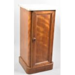 A Late 19th/Early 20th Century Satin Wood Marble Topped Bedside Cabinet with Panelled Door, 35cm