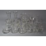 A Collection of Glassware to comprise Air Twist Stemmed Commemorative Tankards for the Upper