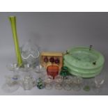 A Collection of Glassware to comprise Shade, Basket, Vase, Babycham Glasses, Candlestick, Tot