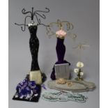 Three Modern Jewellery Stands, Costume Jewellery etc