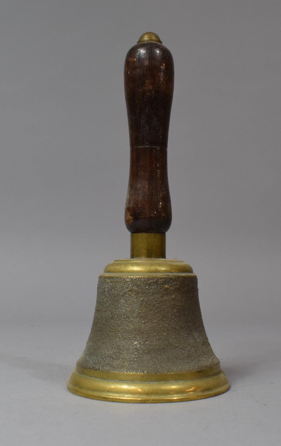 A Small Counter Bell with Turned Wooden Handle, 17.5cm high