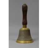 A Small Counter Bell with Turned Wooden Handle, 17.5cm high