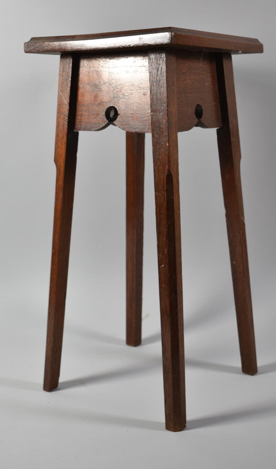 Two Small Oak Square Topped Jardiniere Stands, Tallest 45.5cm High - Bild 3 aus 4