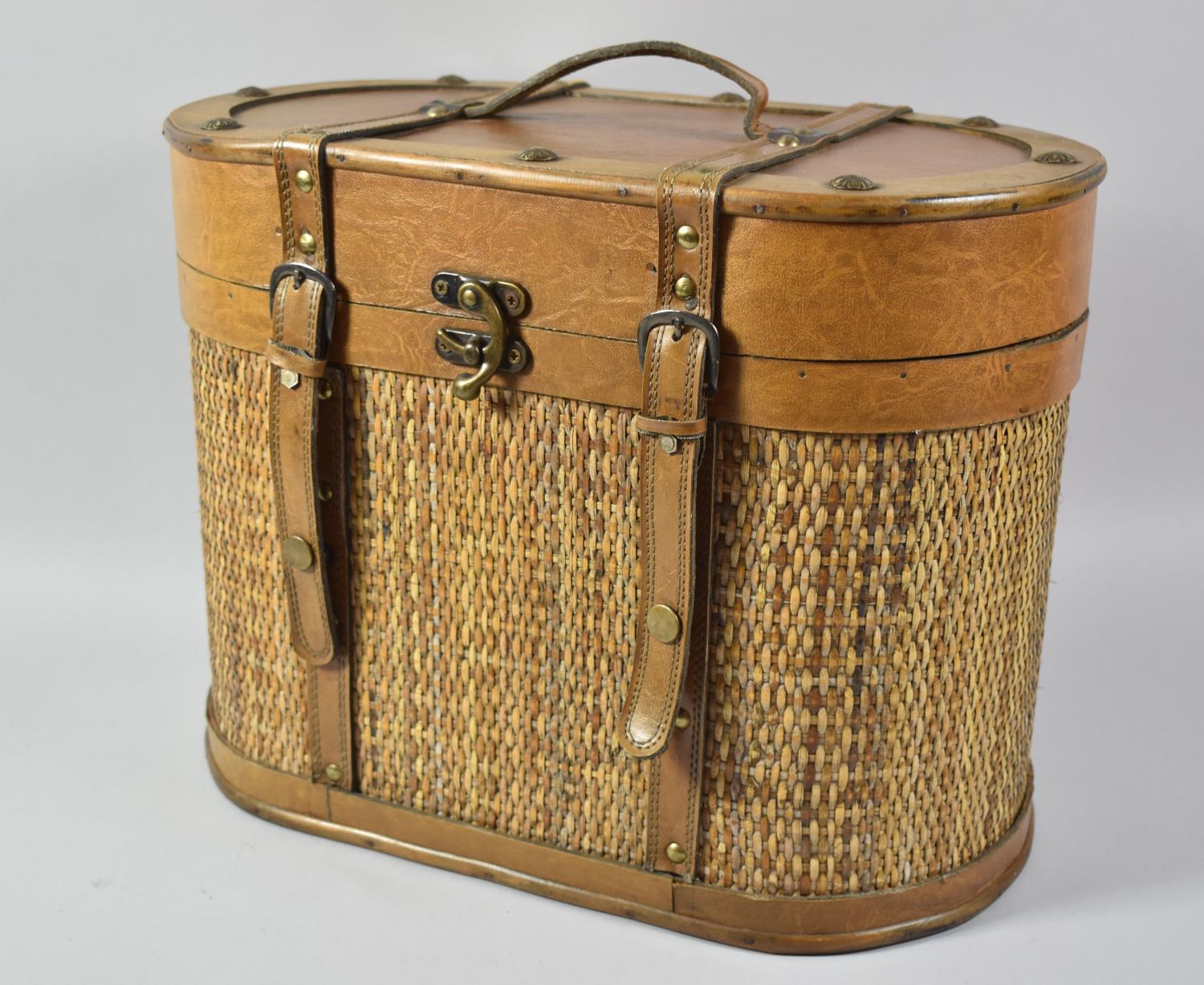 A Modern Novelty Oval Box in the Form of a Travelling Trunk, 40cm wide