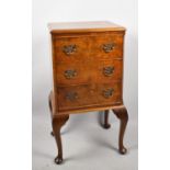 A Nice Quality Burr Walnut Miniature Chest on Stand Having Cabriole Supports, Missing One Drop to