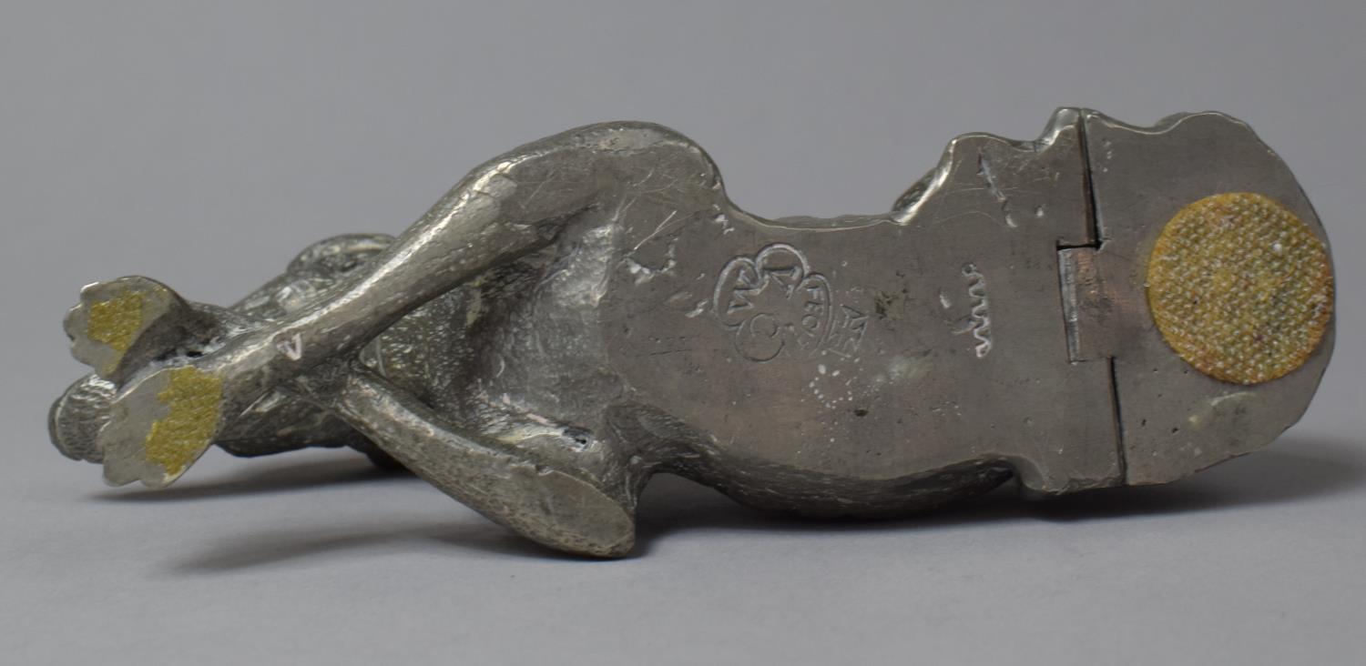 A Mid 20th Century Novelty Continental Aluminum Spill Holder in the Form of a Reclining Greyhound - Bild 3 aus 4