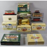 A Collection of 14 Boxed Diecast Models and Sets, Buses, Mainly Corgi