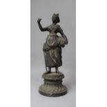 A French Spelter Figure Depicting Farmers Wife with Sheaf of Corn, 39.5cm high