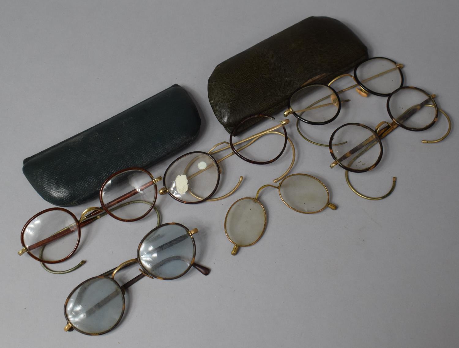 A Collection of Various Vintage Tortoiseshell Framed Spectacles and Two Cases