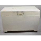 A White Painted Lift Top Blanket Box with Brass Carrying Handles, 91cm wide