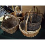 A Collection of Six Various and Later Wicker Baskets