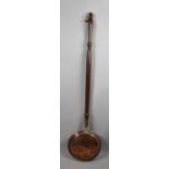 A 19th Century Copper Bed Warming Pan with Turned Wooden Handle