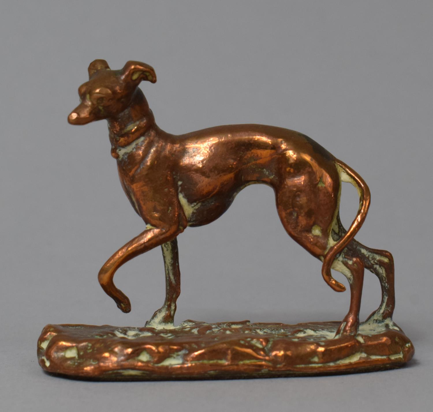 A Small 19th Century Copper Study of a Greyhound, 6.5cm Long