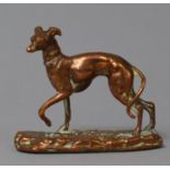 A Small 19th Century Copper Study of a Greyhound, 6.5cm Long