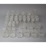 A Large Collection of Cut Glass Drinking Glasses to Comprise Liqueurs, Sherries Etc (Condition flaws