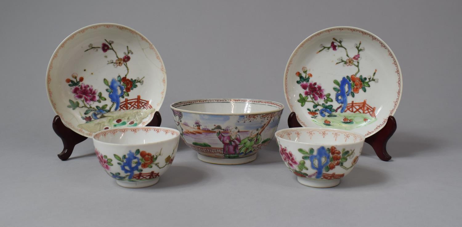 A Collection of 19th Century Chinese Porcelain to Include Bowl Housing Exterior Village Scene