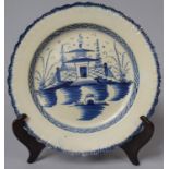 An 18th Century English Delft Blue and White Plate, 24cm Diameter