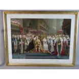 A Large Framed Coloured Print, The Coronation of His Majesty Edward VII and Queen Alexandra