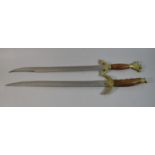 Two Reproduction Brass Mounted Wooden Handled Short Swords, Each 73cm Long