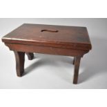 A Late 19th/Early 20th Century Mahogany Rectangular Stool with Cut Out "S" Top, 32cm wide
