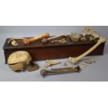 A 19th Century Mahogany Box Containing a Large Quantity of Human Bones, Probably a Teaching Aid,