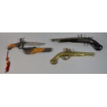 A Reproduction Wall Hanging Half Model of a Flintlock Pistol, Reproduction Full Model of Similar and