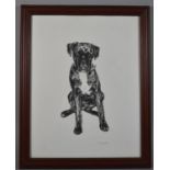 A Framed Chisnall Print of a Seated Dog, 36x28cm