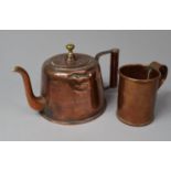 An Early 20th Century Copper Tankard and a Teapot with Brass Finial
