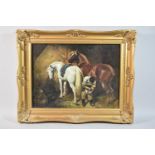 A Gilt Framed Print of a Blacksmith at Work, 39x29cm