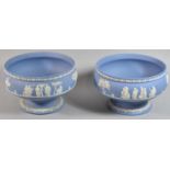 A Pair of Wedgwood Blue Jasperware Footbowls, 22cm diameter