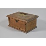 A Small Brass Mounted and Studded Wooden Box with Hinged Lid Having Carrying Handle, 17cm Wide