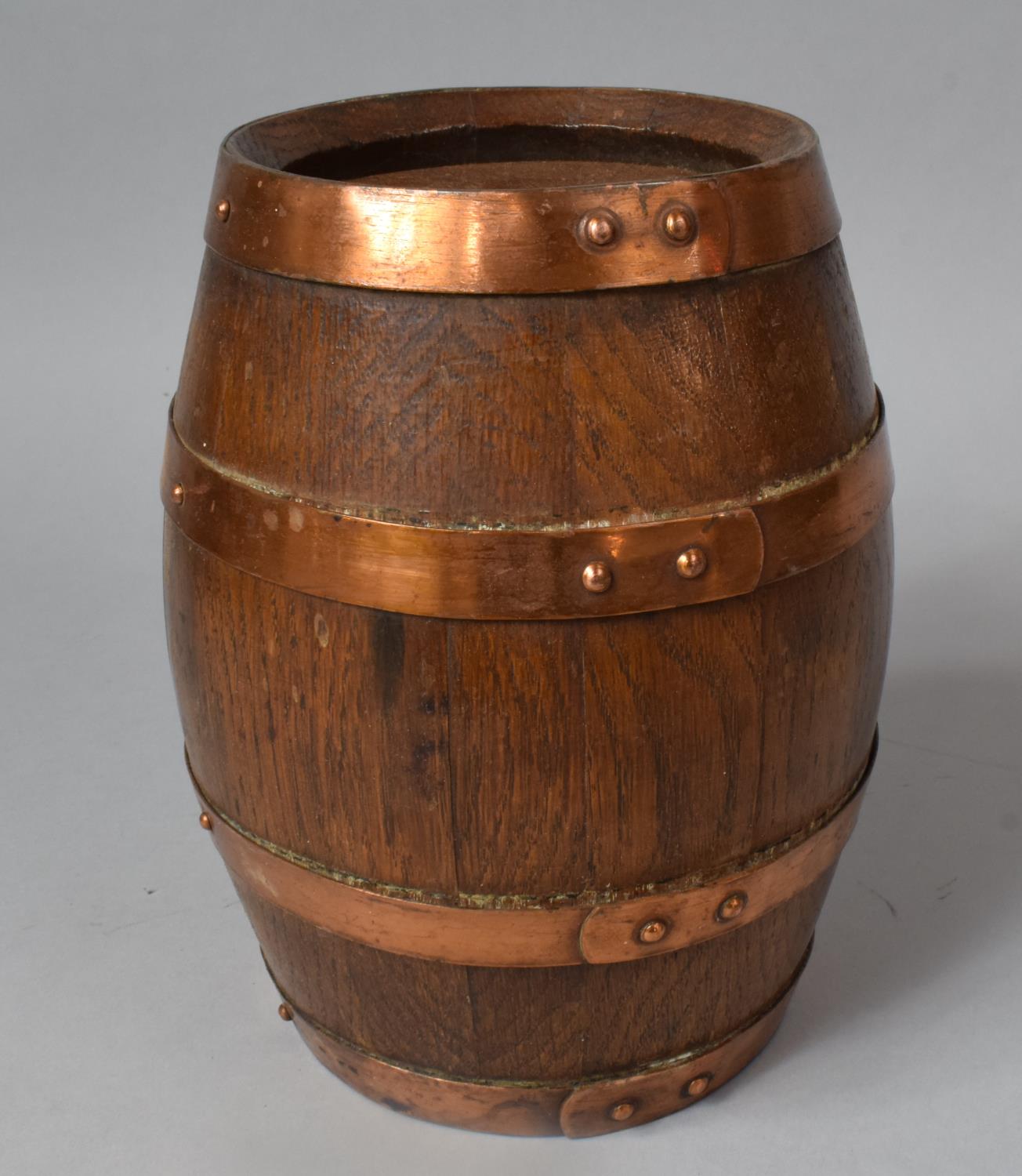A Copper Banded Oak Barrel, 20cm High - Image 2 of 2