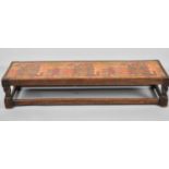 A Mid 20th Century Tapestry Topped Rectangular Oak Framed Stool with Brass Studwork and Barley Twist