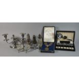 ***WITHDRAWN*** A Collection of Silver Plate to Include Three Branch Candelabra, Sugar Sifters,