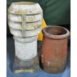 A Vintage Terracotta Chimney Pot and a Stoneware Example, Tallest 76cm high